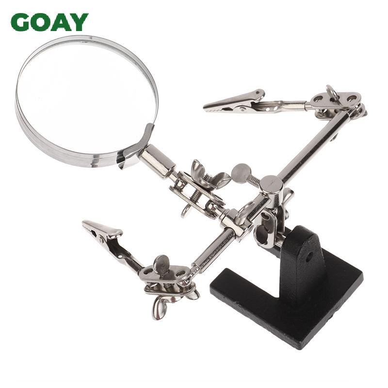 GOAY Giúp dụng cụ cầm tay thứ ba Giá đỡ hàn với kính lúp hàn 5X 2 Kẹp cá sấu Xoay 360 độ Công cụ sửa chữa Adju VN