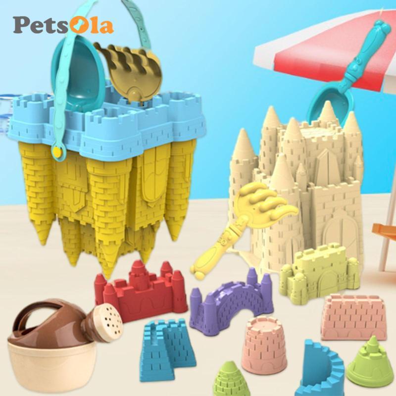 Đồ chơi cát lâu đài 14x cho trẻ 3-10 tuổi, hộp cát đi biển