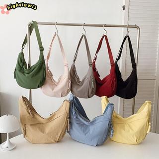 Túi đeo chéo HIGHVIEWLS, Túi đeo vai dung tích lớn nhẹ, Vải Canvas đa năng Hàn Quốc Túi đựng bánh bao màu trơn đơn giản du lịch