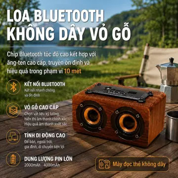 Loa Gỗ Bluetooth Loa Bluetooth Loa Không Dây Loa Cắm Thẻ Loa Mini Loa Máy Tính Loa Để Bàn Loa Stereo Bảo Hành 3 Năm