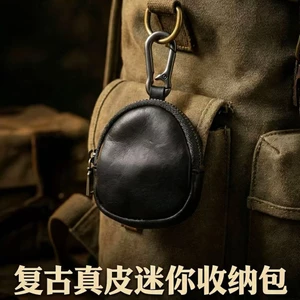 Hộp đựng chìa khóa 66798 / Ví đựng tiền xu / Móc đai da bò lớp đầu tiên / 8 * 7.5 * 2.5cm / Túi đựng thủ công / Túi đựng đồ Mini / Dây treo có thể / Túi nhỏ cầm tay