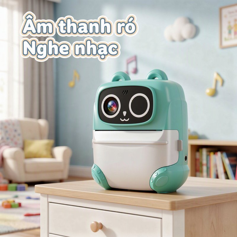 Máy Ảnh In Liền Cho Bé Camera Trẻ 48MP In Ảnh Màu Quay Video 1080P Kép Ống Kính Màn Hình Cảm Ứng