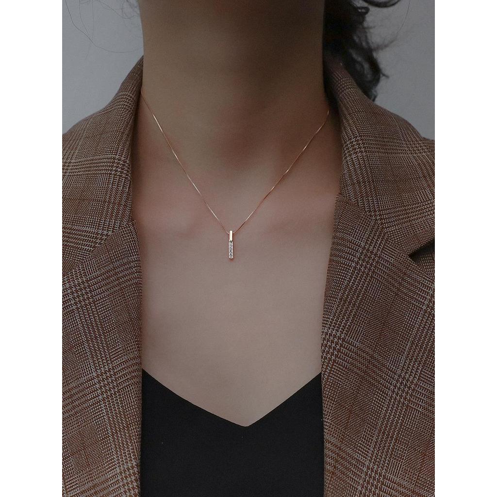 Vòng cổ vàng hồng đơn giản bạc nguyên chất s925