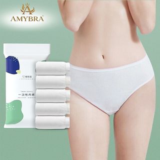 Set 10 quần lót dùng một lần cotton êm mềm đã khử trùng bằng công nghệ EO - AMYBRA L474 Nữ Women