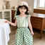 ✿ Bé Gái Chấm Bi Lông Tơ Cami & Harem Quần 2 Bộ Có Mũ Rơm Trẻ Em Kỳ Nghỉ Mùa Hè Trang Phục