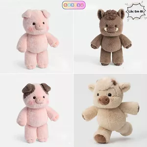 Gấu Bông Chạy Bộ Heo, Bò Dễ Thương, Gấu Bông Chạy Bộ Lông Kim Tơ Mềm Mại Làm Quà Tặng Sinh Nhật Cho Bạn Gái, Cho Bé