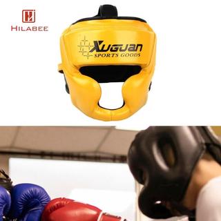 HILABEE Boxing Bảo Vệ Mũ Đội Đầu Có Thể Điều Chỉnh Da PU Che Mặt Đầu Bánh Răng Cho Sanda Kickboxing Karate Phiên Huấn Luyện