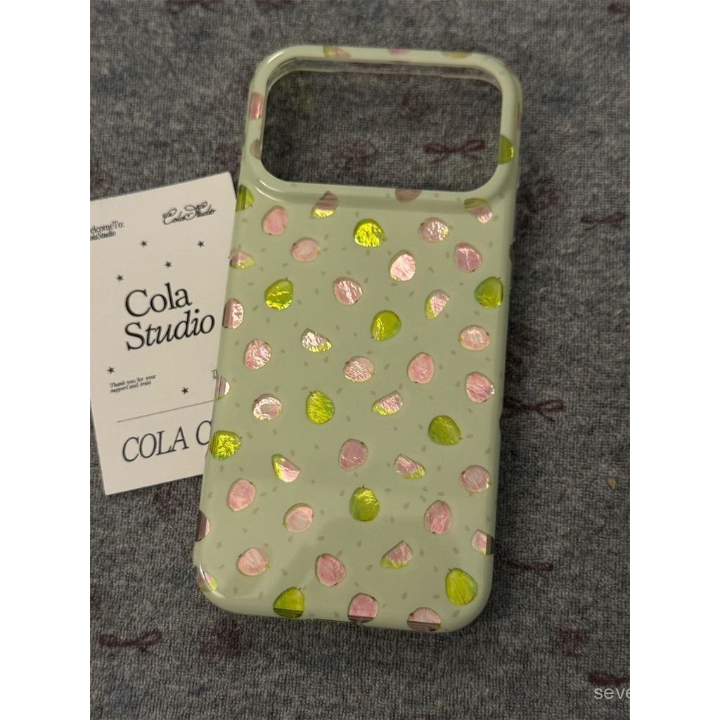 Ốp Điện Thoại Thích Hợp Cho iPhone XS XR 11 12mini 13 14 15 16 17 Pro max Plus Air Polka Dot Light Green Pink Guava Vỏ Bảo Vệ Chống Sốc Bao Gồm Tất Cả 1EKG