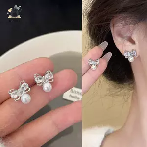 Bông tai ngọc trai hoa xoắn ốc Zircon màu vàng dành cho nữ Thời trang cá tính Bông tai đinh tán cổ điển đơn giản mới