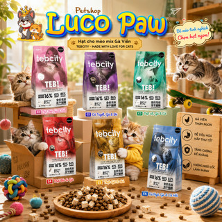 [ 1.5kg ] Thức ăn hạt cho mèo mix Topping gà sấy TEBCITY / Teb City không ngũ cốc GRAIN-FREE