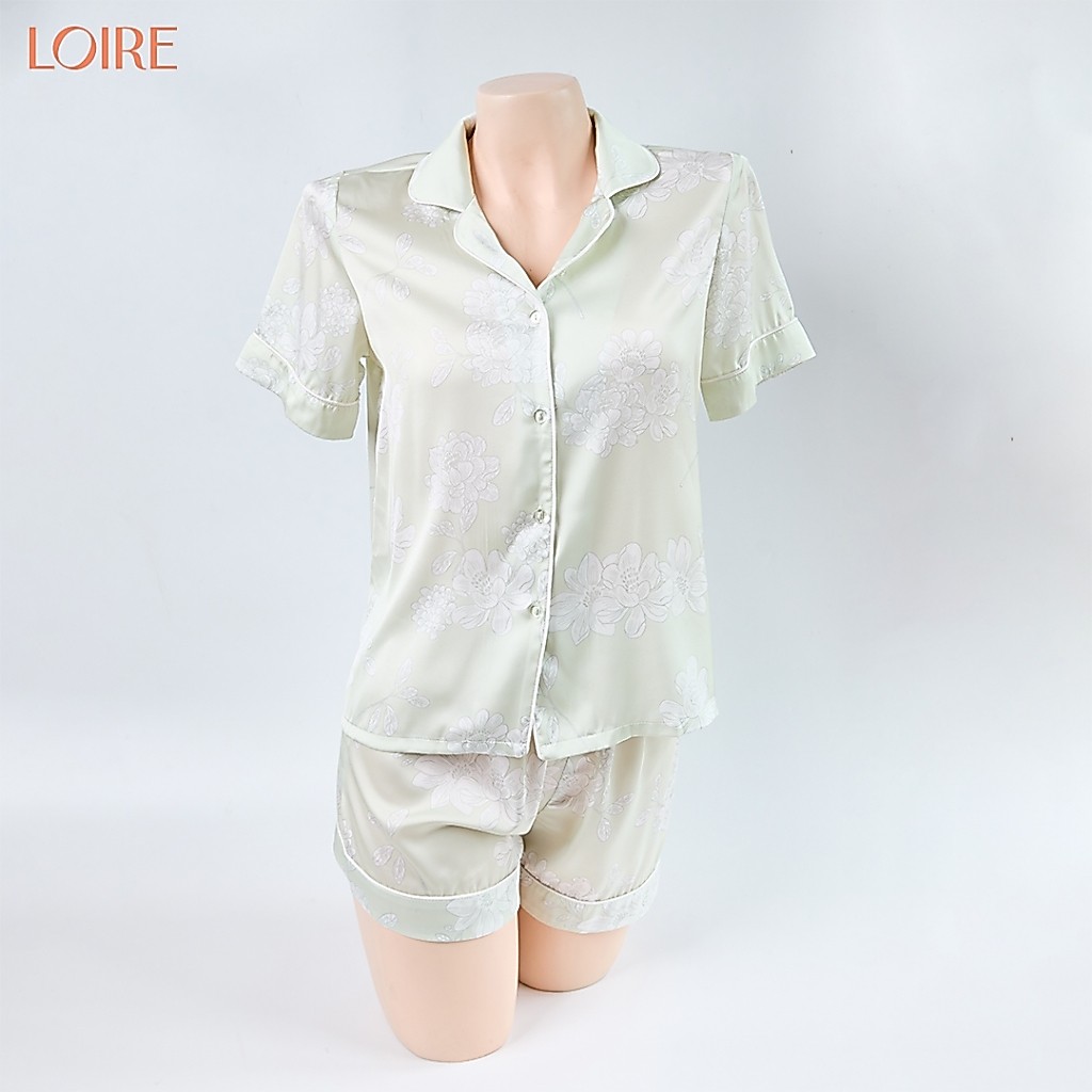 Bộ Mặc Nhà Loirechic FDMN260390 Chất Lụa Mềm Mát Họa Tiết Hoa Hồng