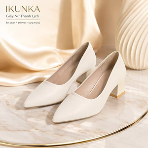 IKUNKA Giày Cao Gót Nữ 5cm Da Cao Cấp, Sandal Quai Hậu Công Sở, Giày Đi Tiệc Dự Sự Kiện