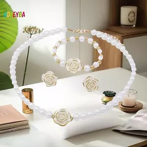 < Honeyba > Bộ 3 Vòng Tay Và Bông Tai Trang Sức Cô Dâu Thanh Lịch Quà Tặng Đẹp