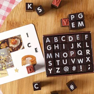 Retro Tiếng Anh Thư 30 Cái Bộ Có Thể Giặt Được Handmade In DIY Thêu Sò Gỗ Tem Nhật Ký Sinh Viên Con Dấu