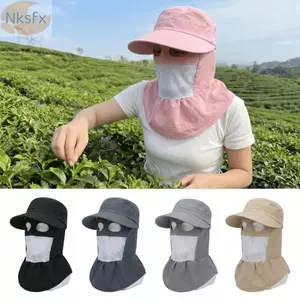 Mũ chống nắng mặt NKSFX, Mũ làm việc hái trà chống tia cực tím nhẹ, Vành rộng thực tế Quấn toàn bộ Mũ ngư dân thoáng khí Unisex Mùa hè