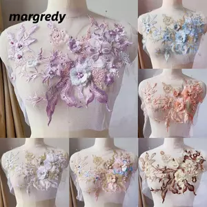 MARGREDY Đính Kim Sa Lấp Lánh Miếng Dán Hoa Thêu Nhiều Màu Sắc, Thời Trang Thanh Lịch DIY Ren Vải Đính Trang Phục Sân Khấu