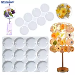 Bluelover 8 / 12 Chiếc Tròn Hình Bầu Dục Mặt Dây Nhựa Khuôn DIY Epoxy Bông Tai Quyến Rũ Khuôn Silicon Làm Đồ Trang Sức Móc Khóa Thẻ Đúc Thủ Công DIY Mới