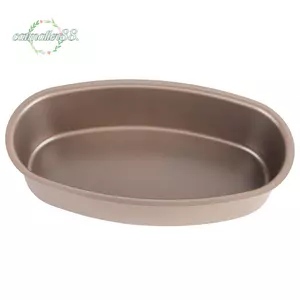 Chảo bánh phô mai CATMALLER88, Khuôn bánh hình bầu dục chống dính cỡ 8 Inch, Khuôn nướng bánh hình elip bằng thép Carbon dày màu vàng