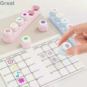 Bộ Tem TUYỆT VỜI, Con Dấu Màu Mini Hoạt Hình, Sáng Tạo DIY 6 Trong 1 Thêu Sò Học Sinh Văn Phòng Phẩm
