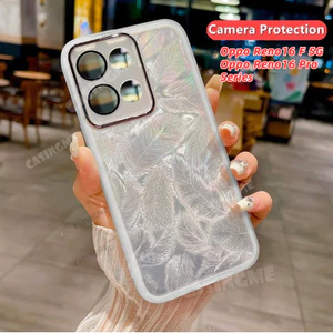 Oppo Reno16 F 5G 2026 Vỏ mềm silicon họa tiết lông vũ lấp lánh cho OPPO Reno 16 Reno16F Reno16 F 16F OppoReno16F Pro 5G Vỏ điện thoại chống sốc Vỏ bảo vệ ống kính máy ảnh