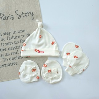 Bộ mũ vớ sơ sinh củ tỏi đáng yêu chất thun cotton cho bé 3-5kg.