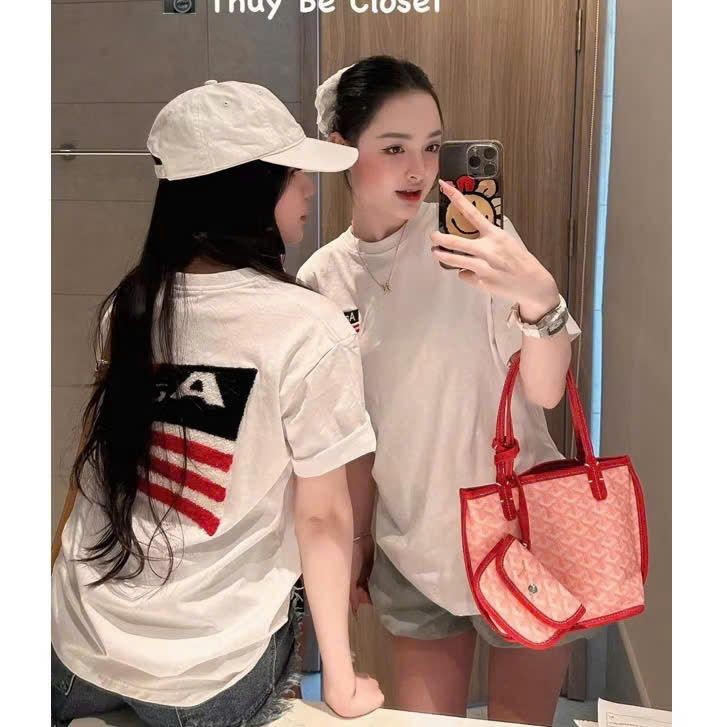 Áo phông form rộng tay lỡ -lá cờ mỹ hót trend