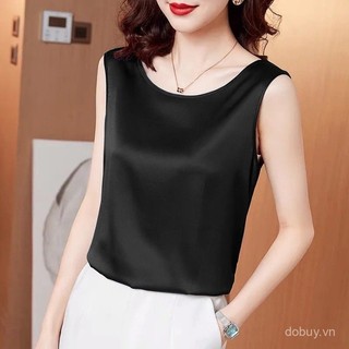 Áo Ba Lỗ Không Tay Cổ Tròn Màu Trắng Cho Nữ, Phù Hợp Mặc Mùa Hè