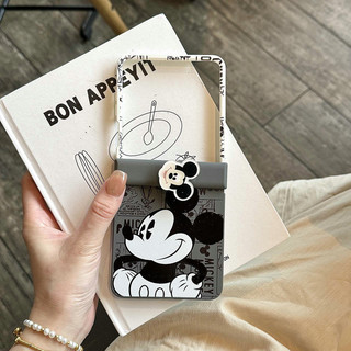 Ốp Điện Thoại Gấp Cho Samsung Galaxy Z Flip7 Flip6 Flip5 Flip4 Flip3 Đáng Yêu Màu Đen Mờ Vòng Tay Mickey Cứng tpu Vỏ Điện Thoại