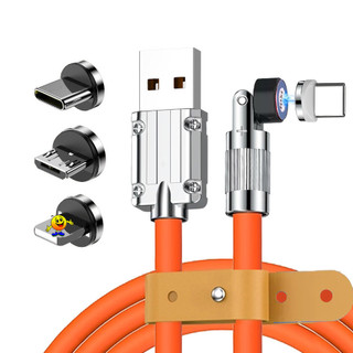 68VE Cáp dữ liệu từ tính hợp kim kẽm 540 xoay, đầu Type‐C, sạc siêu nhanh cho Huawei, khuỷu tay