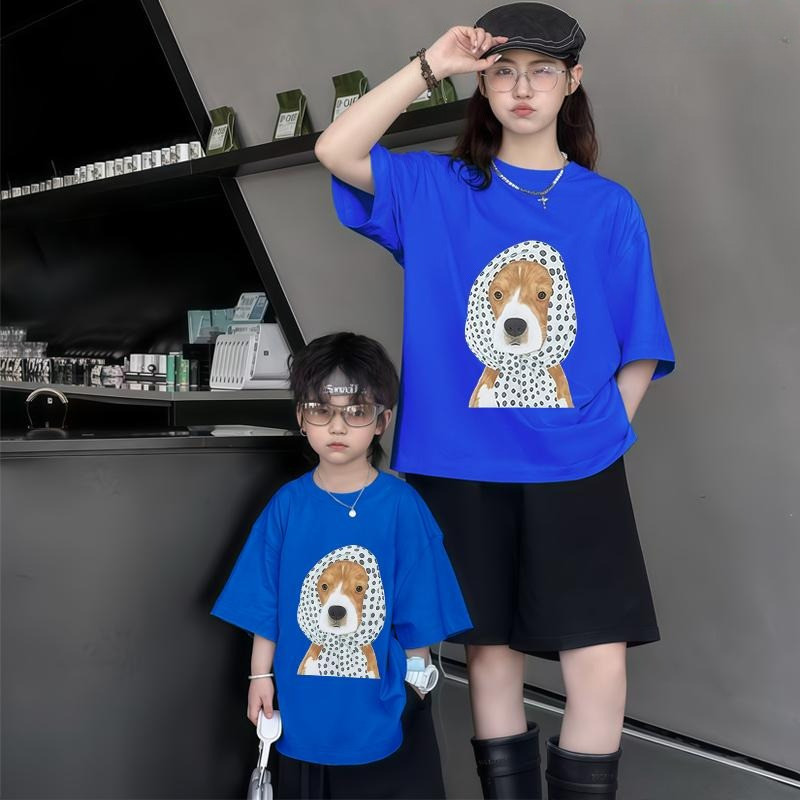 Bộ Gia Đình Mẹ Áo Trẻ Em cotton Tay Ngắn Cổ Tròn Áo Thun Thời Trang Mùa Hè DOG 2025