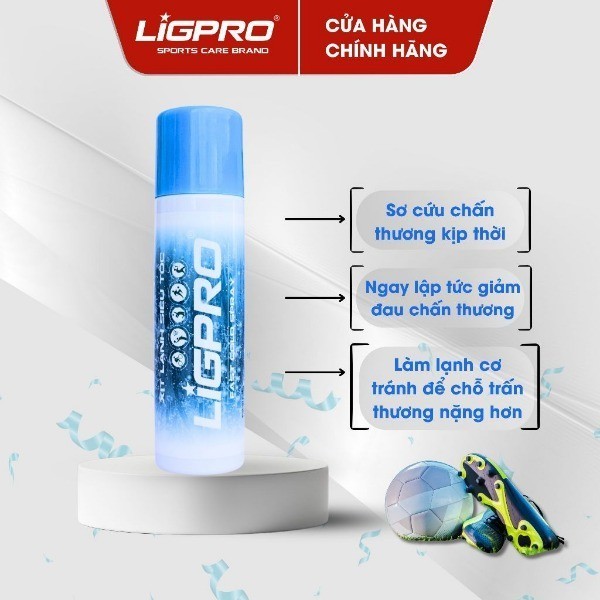 Xịt lạnh giảm đau siêu tốc LIGPRO thảo dược 200ml Sơ cứu thể thao chấn thương