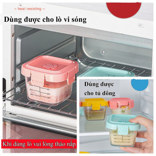【BabyJoy】Hộp thuỷ tinh trữ đông,Hộp Trữ Đồ Ăn Dặm, Hộp Trữ Đông Thực Phẩm,có chia vạch, có van thoát khí