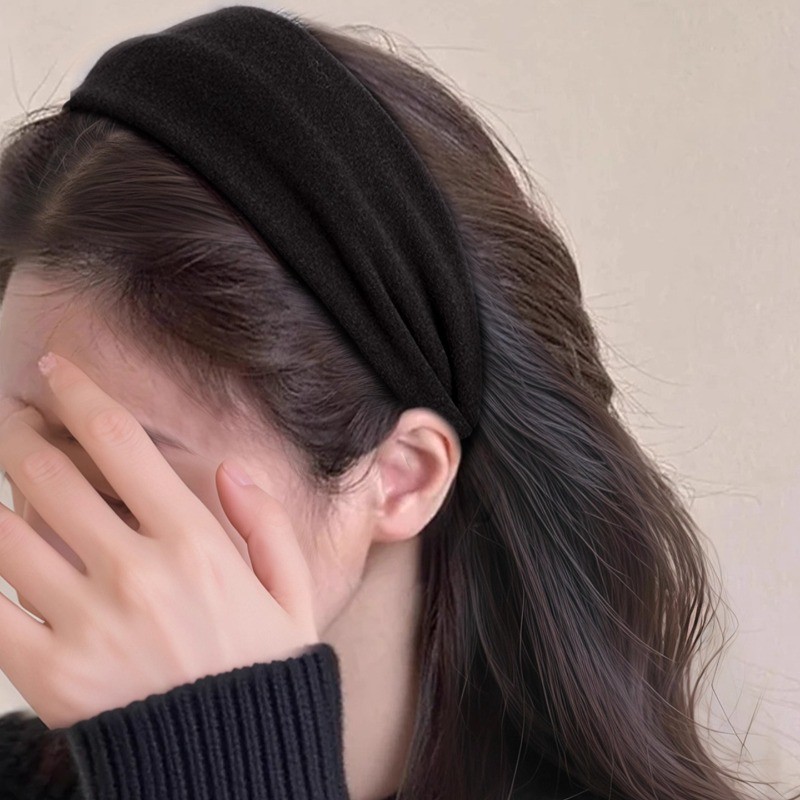 Băng đô rộng vành màu cà phê dành cho nữ mùa thu đông