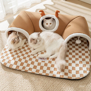 Giường Mèo Đường Hầm Giường Trong Nhà, Giường Hang Mèo Peekaboo Cho Nhiều Mèo, Ống Kitty Sang Trọng Ấm Áp Có Bóng Đồ Chơi Cho Thú Cưng Nhỏ