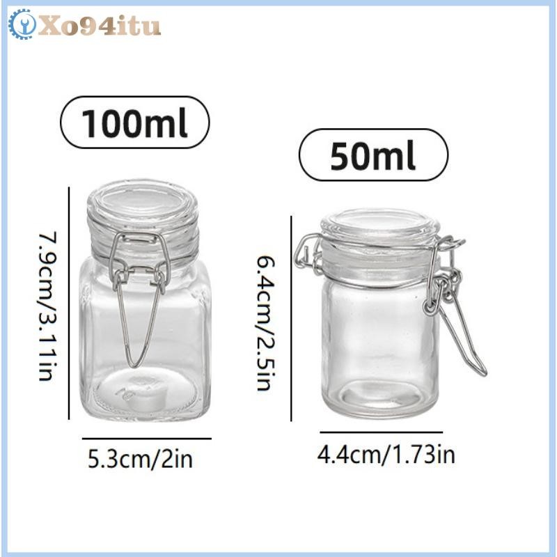 XOITU 50 / 100ml Chai Thủy Tinh Kín Bình Cho Nhà Bếp Thực Phẩm Dưa Hấu Trái Cây Đóng Hộp Trong Suốt Miệng Lớn Mứt Chai Bảo Quản Bình Hộ Gia Đình VN