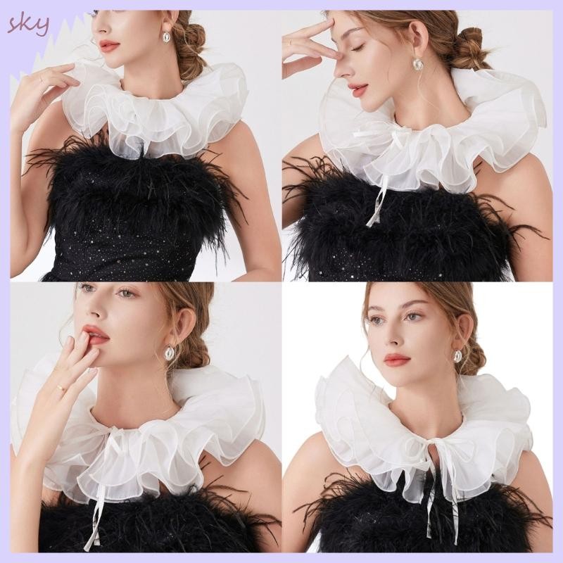 Bộ phụ kiện Halloween: Áo cổ xù lưới thoáng khí cho trang phục jester