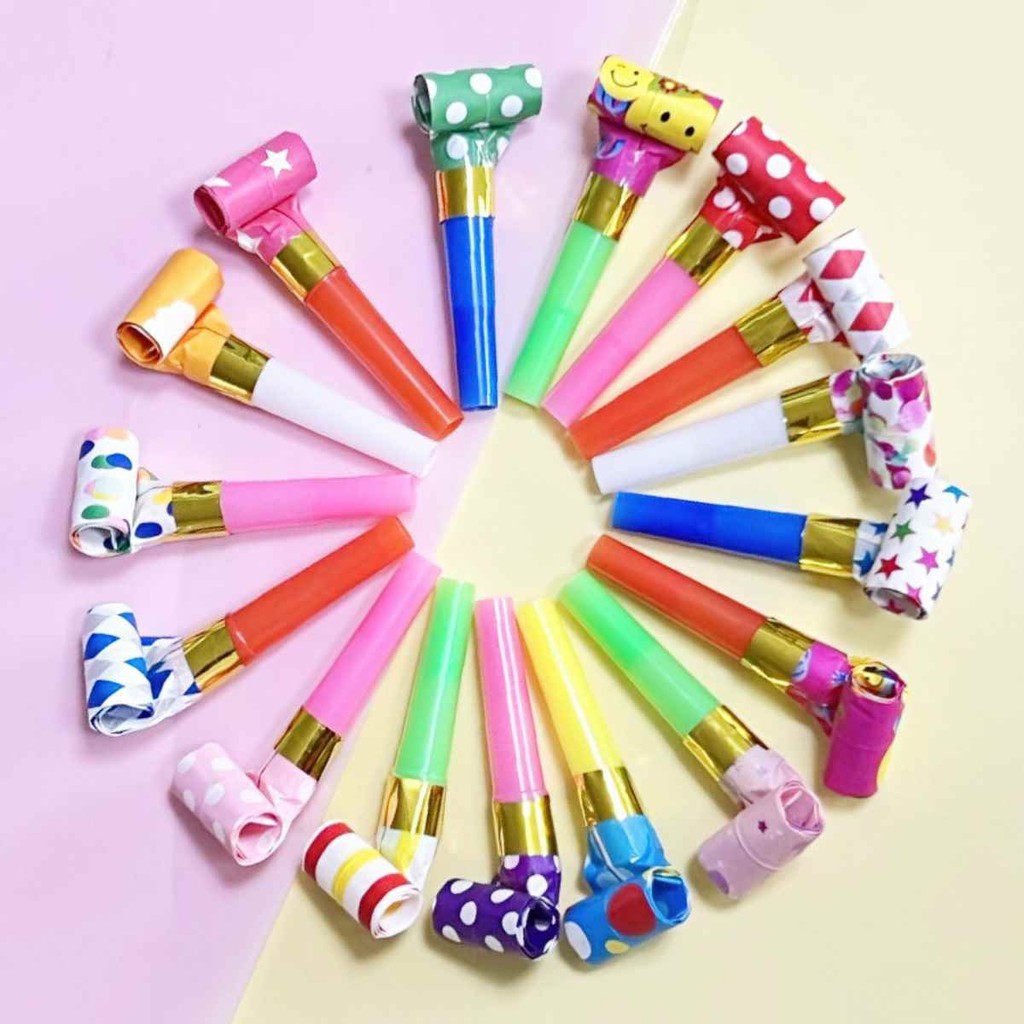 Set 10 Kèn lưỡi tò te cho bé vui chơi sinh nhật happy birthday lễ hội, trang trí tiệc nhiều màu sắc