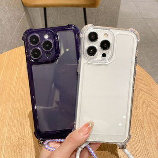 Ốp lưng iPhone trong suốt 4 góc túi khí chống sốc, kèm dây đeo chéo cao cấp cho iPhone 11 12 13 14 15 16 17 Pro Max