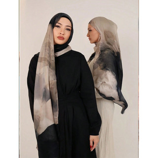 In kỹ thuật số khăn choàng cotton polyester satin bóng, mềm mại và thoáng khí, phù hợp mọi ngày