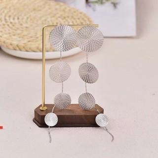 Bông tai thả và mặt dây chuyền kim loại, thiết kế hình học cổ điển, dành cho nữ