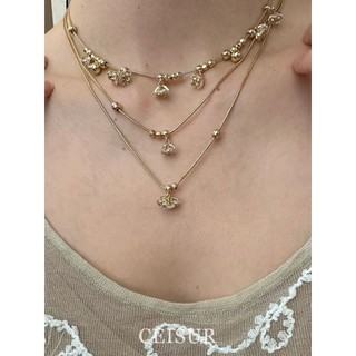 Vòng cổ hoa huệ kim cương vàng, dây chuyền điều chỉnh được, phù hợp cho nữ