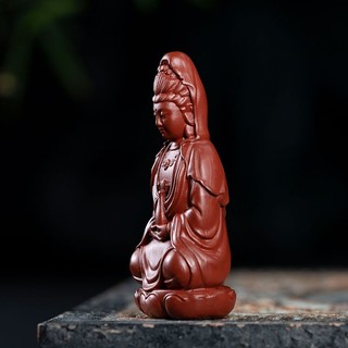 Tượng tử sa Phật bà quan thế âm trang trí bàn trà, không gian trà đạo