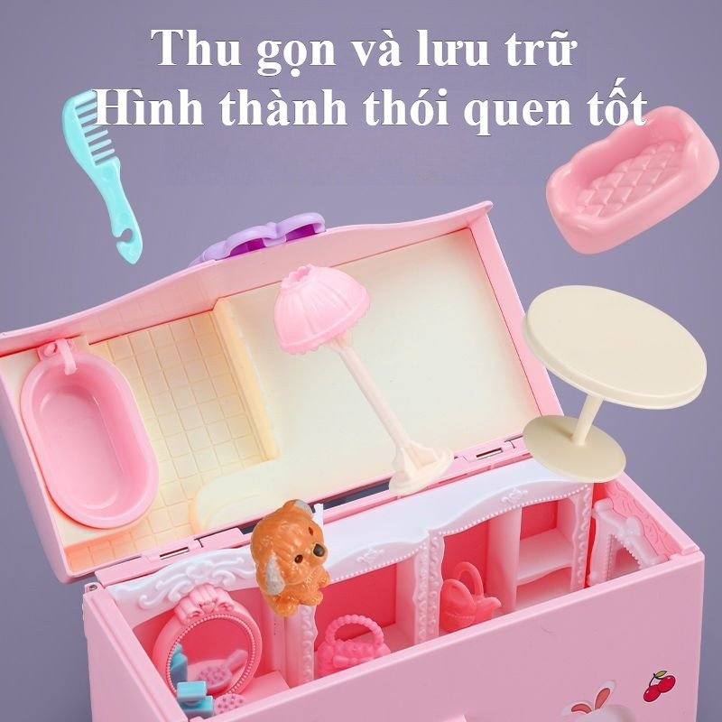 Túi Nhà Búp Bê Màu Hồng Cao Cấp, Gập Gọn Sau Khi Chơi, Đèn LED Chiếu Sáng, Cho Bé Gái 3-6 Tuổi
