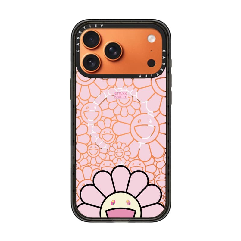 TAKASHI MURAKAMI x CASECASE: FLOWERS BLOOM SMILE (HỒNG) Vỏ tác động hút từ tính cứng trong suốt cho Apple IPhone 12 13 14 15 16 17 Pro Max Air Plus có hộp