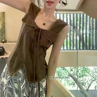 Áo sơ mi không tay ren bông ngọt ngào, form slim phù hợp mùa hè với phong cách mới của Hàn Quốc