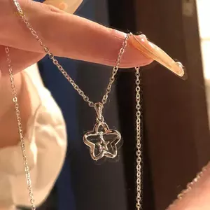 PNPIA- Tươi Rỗng Ngôi Sao Nelace Thời Trang Sáng Bóng Mặt Dây Pha Lê Cho Bé Gái Nữ Dây Xích Cá Tính Thiết Kế Thẩm Mỹ Nelaces Trang Sức