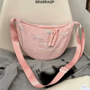 Túi đeo chéo nữ BRABRAA, Túi đeo vai nhẹ bằng Nylon, Túi đeo chéo tối giản cổ điển nhiều lớp thời trang du lịch