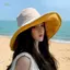 PNPIA- 1Pc Mùa Hè Lớn Vành Mũ Chống Nắng Cho Nữ Bên Biển Chống Nắng UV Beach Cap Hai Mặt Mũ Chống Nắng Người Cá Mũ W Dây Chống Gió