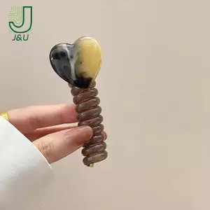 1 Dây Cao Su Co Giãn Trái Tim Dành Cho Nữ Bé Gái Dây Điện Thoại Dây Buộc Tóc Vòng Xoắn Ốc Cuộn Dây Tóc Phụ Kiện Giá Đỡ Đuôi Ngựa