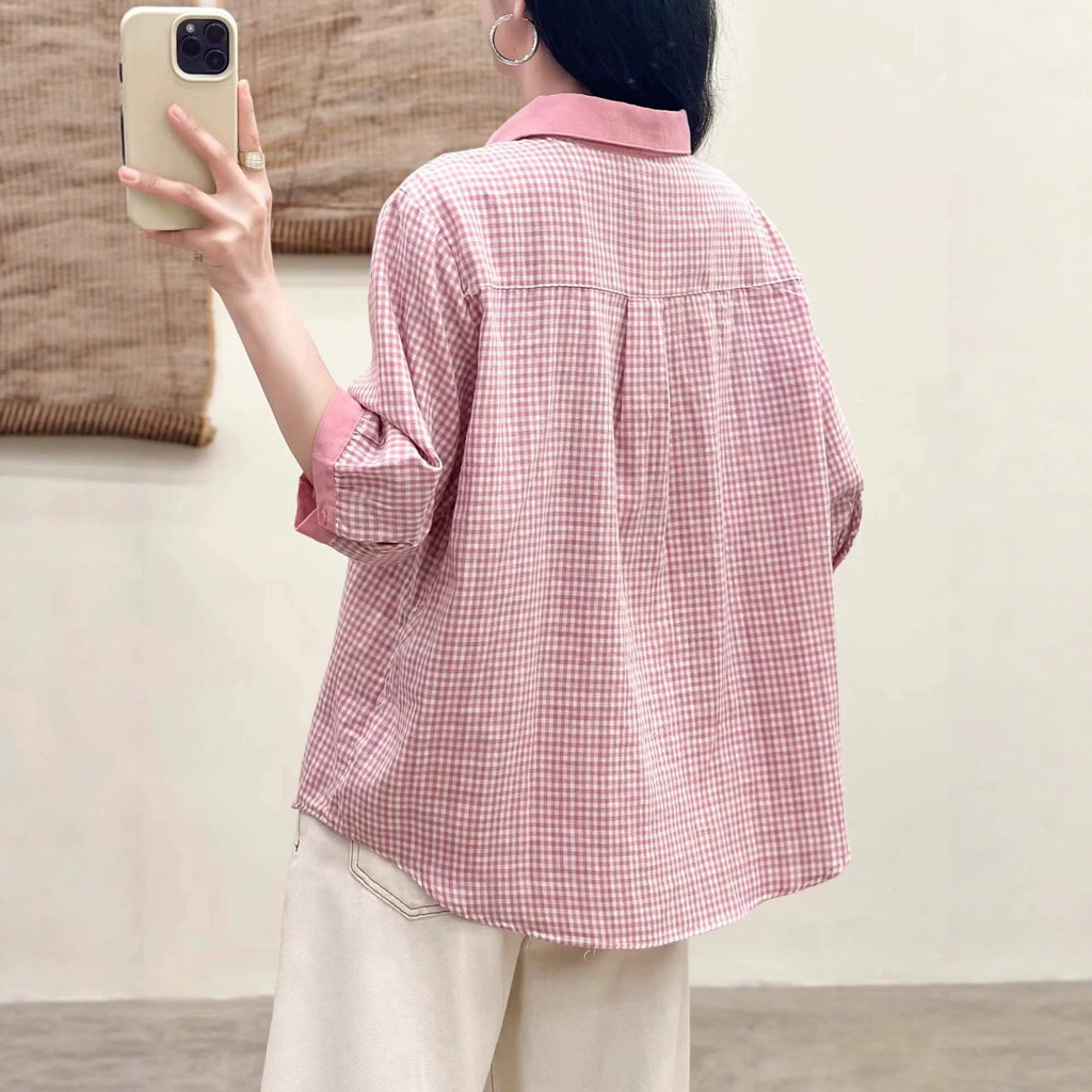 Áo sơ mi nữ chất liệu Cotton cao cấp, tay vừa, mềm mại, thân thiện với da, phù hợp mùa hè